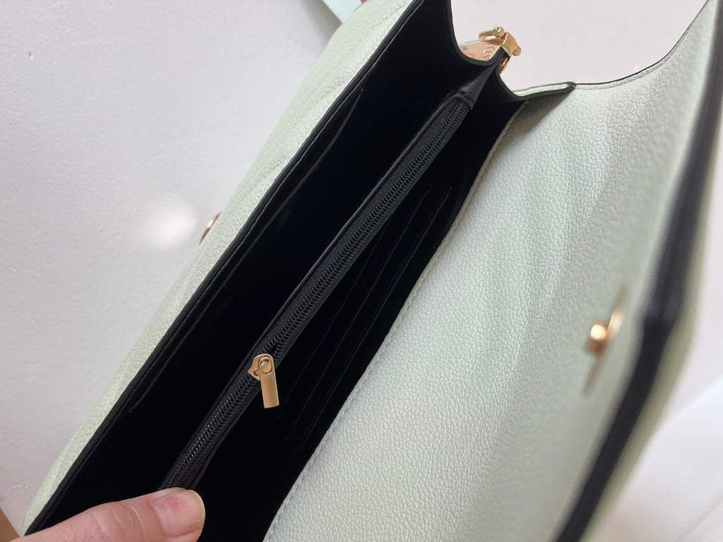 Mint green clutch